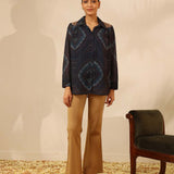 Yale Blue Chiffon Shirt with Zari Embroidery