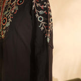 Black Knee-length Embroidered Kurta