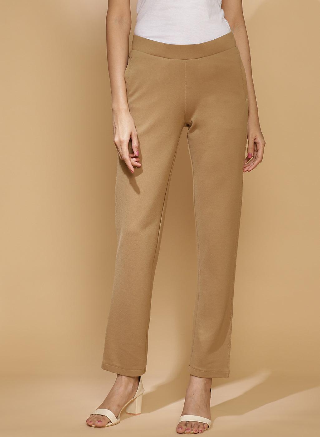 Beige Regular Plain Pants - Lakshita