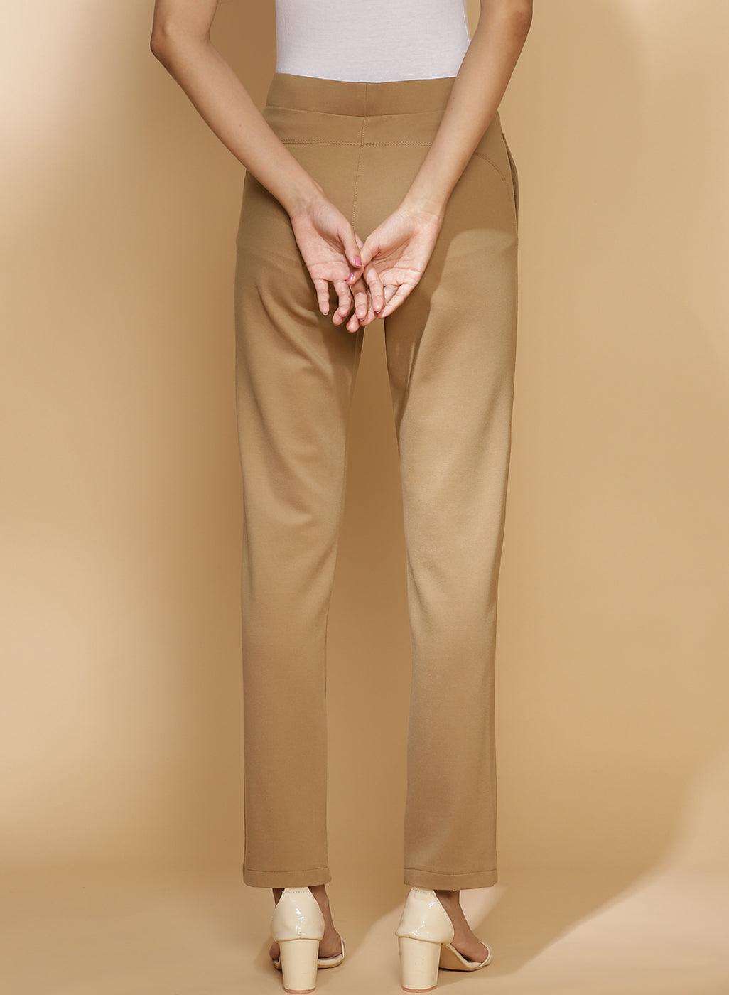 Beige Regular Plain Pants - Lakshita