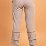 Grey Elastic Pant with Lace and Embroidery Detail - Lakshita