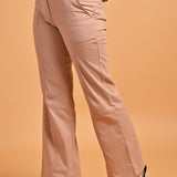 Pink Flared Paneled Pant with Pleated Fabric Embellishment - Lakshita