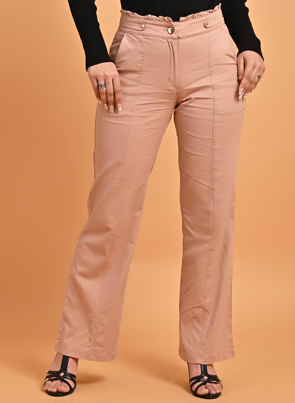 Pink Flared Paneled Pant with Pleated Fabric Embellishment - Lakshita