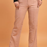 Pink Flared Paneled Pant with Pleated Fabric Embellishment - Lakshita