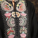 Black Embroidered Kurta Set with Mirror Work