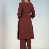 Fuchsia Kurta Set with Round neck and Contrast Front Placket