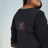 Grey Printed Embroidered Kurta with Embellished Front Yoke