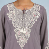 Lavender Tunic with Dori Neck and Round Hem