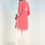 Pink Tunic with Dori Neck and Round Hem