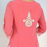 Pink Tunic with Dori Neck and Round Hem