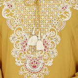 Yellow Tunic with Dori Neck and Round Hem