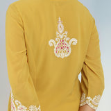 Yellow Tunic with Dori Neck and Round Hem