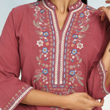 Maroon Boho Straight Tunic with Dense Embroidery