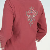 Maroon Boho Straight Tunic with Dense Embroidery