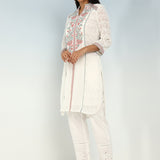 Ivory Embroidery Knee Length Kurti