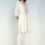 Ivory Embroidery Knee Length Kurti