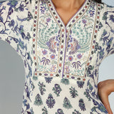 Purple Modal Printed Kurta Set with side Paneled Design