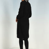 Black Kurti with Curved Hem and Pleated Sleeves