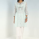 Spa Blue Rachael Kurti with Keyhole Neck