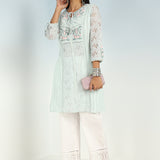 Spa Blue Rachael Kurti with Keyhole Neck