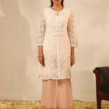 White Rachael Kurti with Keyhole Neck