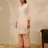 White Rachael Kurti with Keyhole Neck