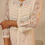 White Rachael Kurti with Keyhole Neck