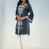 Grey kurti with Dori work and Bell Sleeves