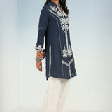 Grey kurti with Dori work and Bell Sleeves