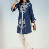 Indigo kurti with Dori work and Bell Sleeves