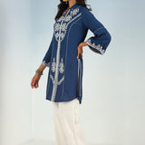 Indigo kurti with Dori work and Bell Sleeves