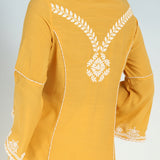 Yellow kurti with Dori work and Bell Sleeves