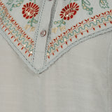 Green Embroidered Tunic for Women with Classic Collar