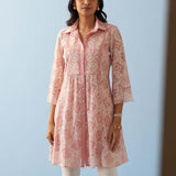 Pink Lace Collared Tunic for Women