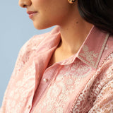 Pink Lace Collared Tunic for Women