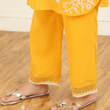 Bright Yellow Embroidered Georgette Kurta Set