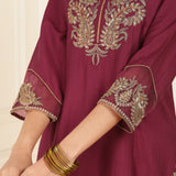 Pink Embroidered Chanderi Kurta Set