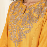 Mustard Embroidered Chanderi Kurta Set