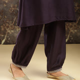 Purple Embroidered Kurta Set with Tessels