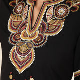 Black Embroidered Georgette Tunic for Women