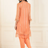 Peach  Co-ord Set with Sequin Work Kurta and Dhoti