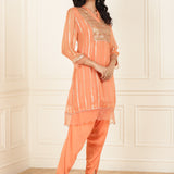 Peach  Co-ord Set with Sequin Work Kurta and Dhoti