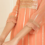 Peach  Co-ord Set with Sequin Work Kurta and Dhoti