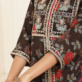 Brown Floral Printed Kurta Set