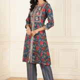 Midnight Blue Floral Printed Kurta Set