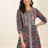 Midnight Blue Floral Printed Kurta Set