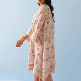 Yellow Floral Printed Loose Fit Kurta with Lace Inserts - Lakshita