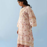 Yellow Floral Printed Loose Fit Kurta with Lace Inserts - Lakshita