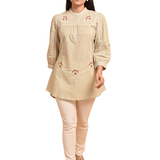 Green Embroidered Slub Tunic - Lakshita