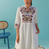 Ivory Multi Color Floral Embroidered Kurta Set - Lakshita